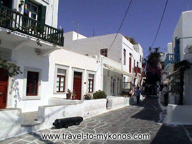 MYKONOS CHORA - An old neighbourhood and the traditional architecture houses.