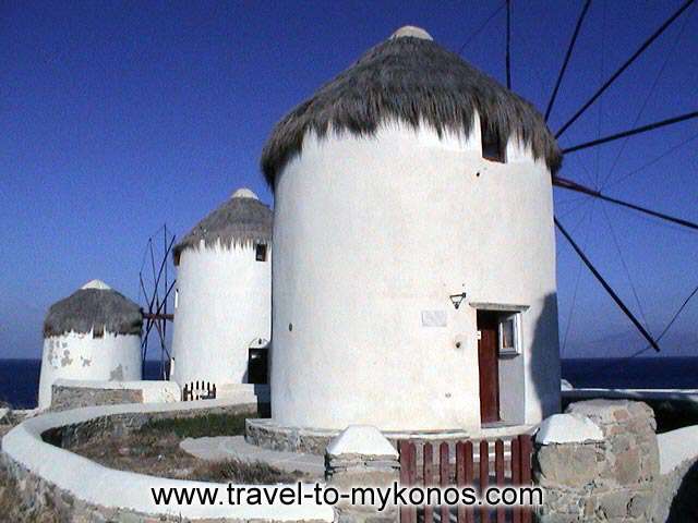 MYKONOS WINDMILLS - During the 19th century the milling of flour constituted the basic source of income of Mykonos. Then the windmills knew big acme.