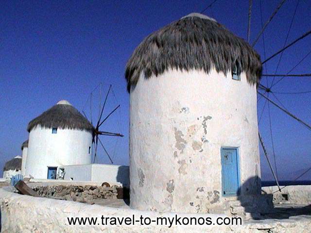 MYKONOS WINDMILLS - Some of the windmills are maintained in good situation, while some other have the marks of time.