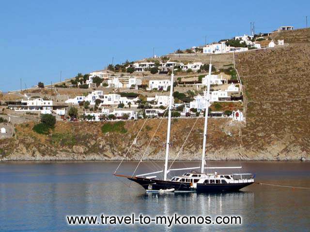 SAIL BOAT - A sailboat in Platis Gialos bay in Mykonos