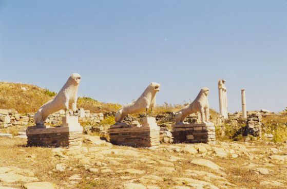 LIONS - The lions are all looking to the place where Apollo was born, the Sacred Lake. 

