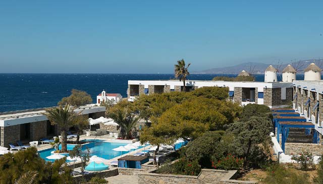  Mykonos Theoxenia hotel, an oasis of serenity and just a stone throw away from the vigorous and glamorous nightlife of Mykonos. Situated by the picturesque Little Venice and the narrow pebble-stoned shopping streets of the town of Kato Mili. CLICK TO ENLARGE